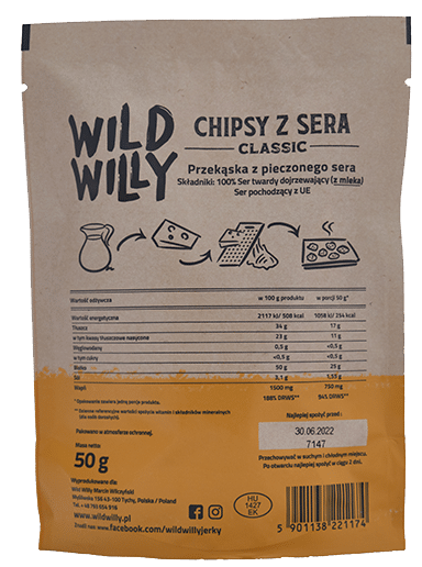 Wild Willy Chipsy z sera dojrzewającego 50g
