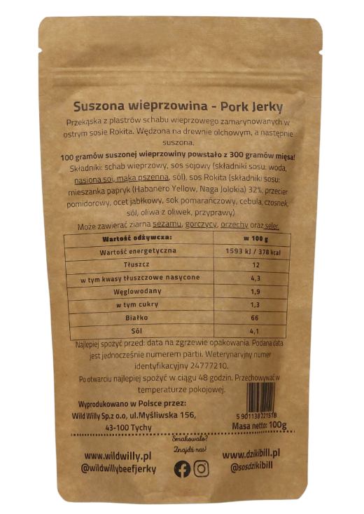 Wild Willy x Dziki Bill Hot Collab Pork Jerky 100g