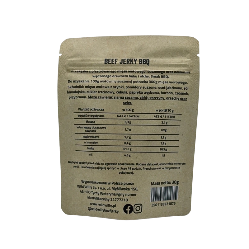 Wild Willy Beef Jerky BBQ 30g