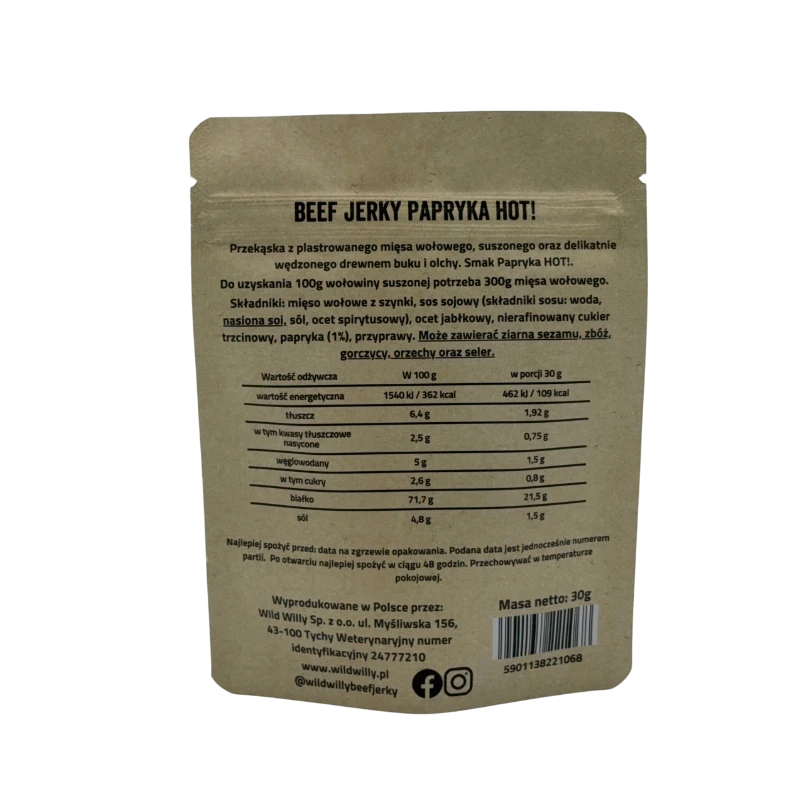 Wild Willy Beef Jerky Papryka HOT 30g
