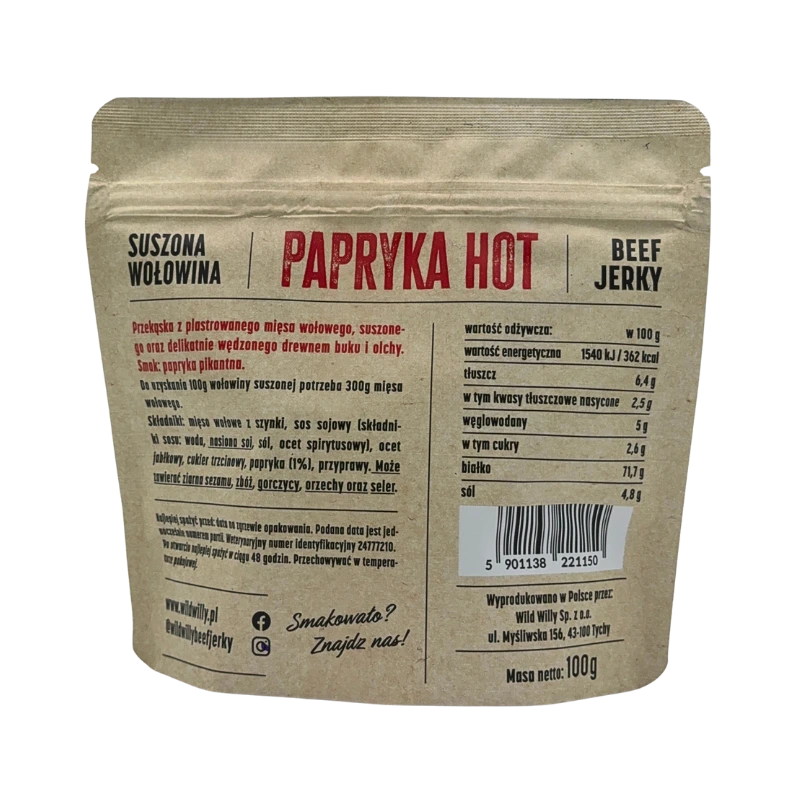 Wild Willy Beef Jerky Papryka HOT 100g