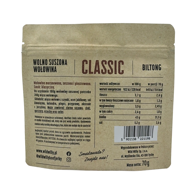 Wild Willy Beef Jerky Classic 100g