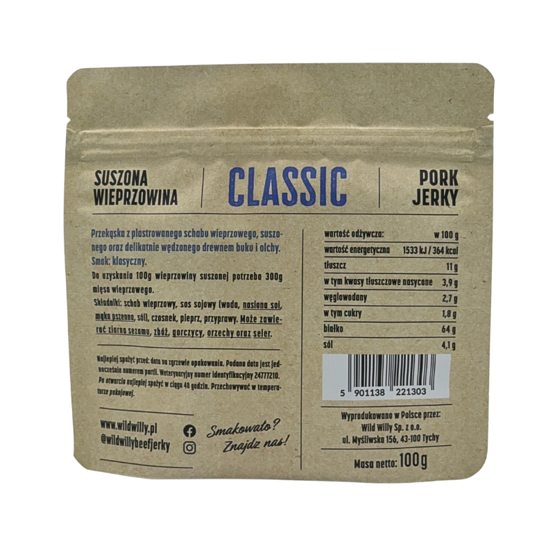 Wild Willy Pork Jerky Classic 100g