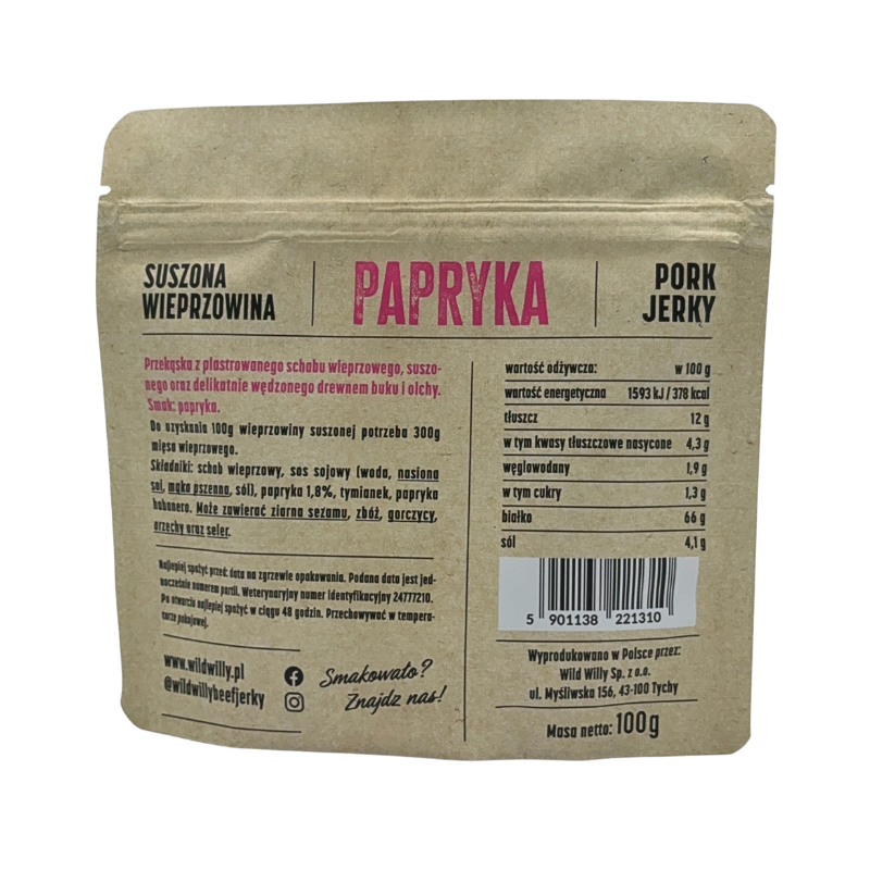 Wild Willy Pork Jerky Papryka 100g