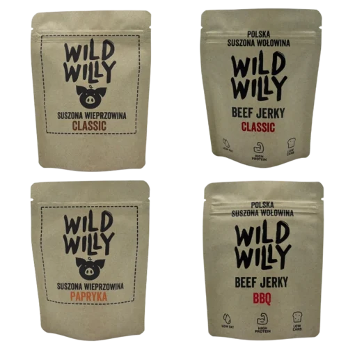 zestaw-beef-pork-jerky.webp Wild Willy Zestaw Starter Beef/Pork 4x30g